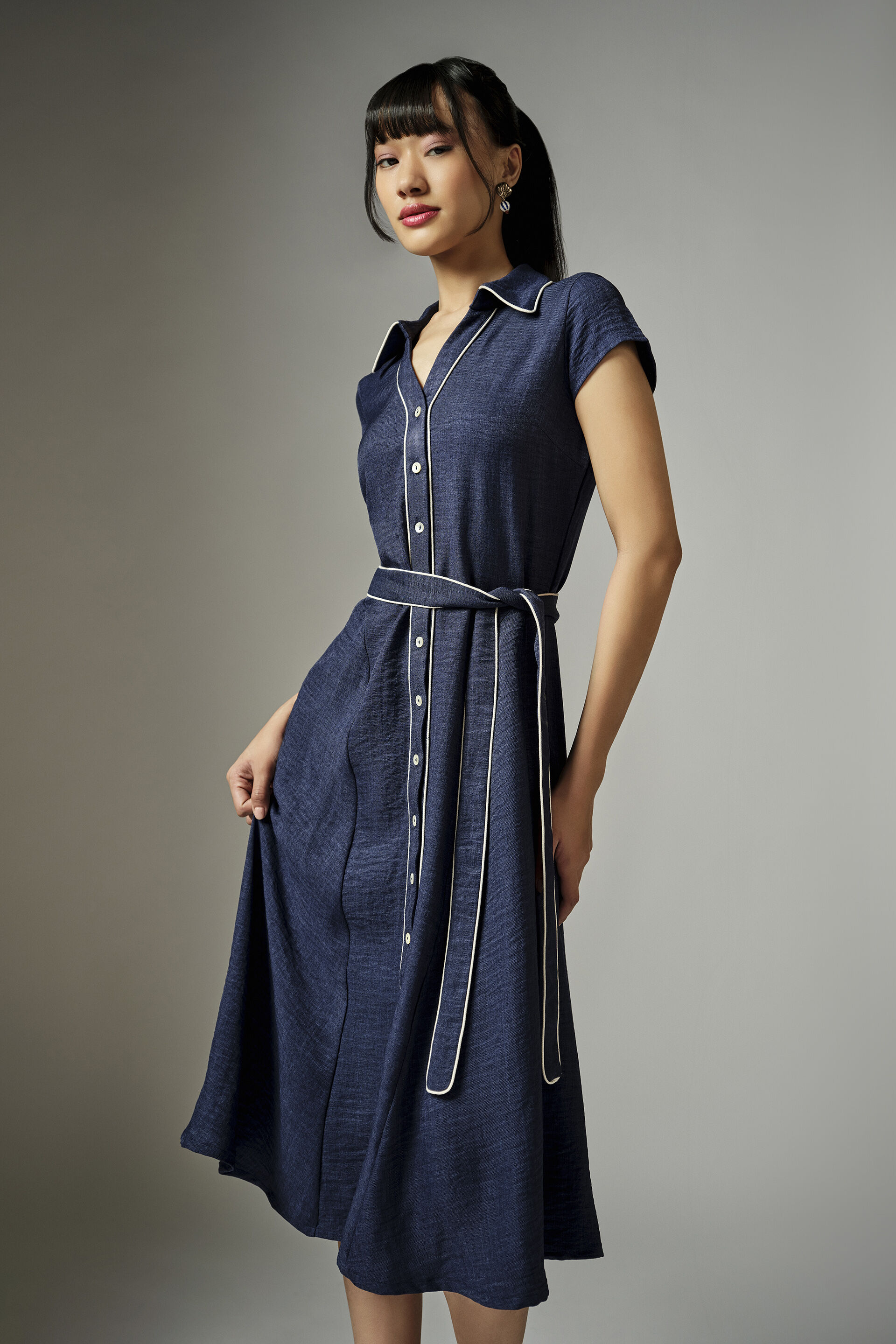 Heliane Navy Blue Dress, Navy Blue, image 3